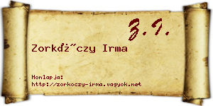 Zorkóczy Irma névjegykártya