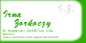 irma zorkoczy business card